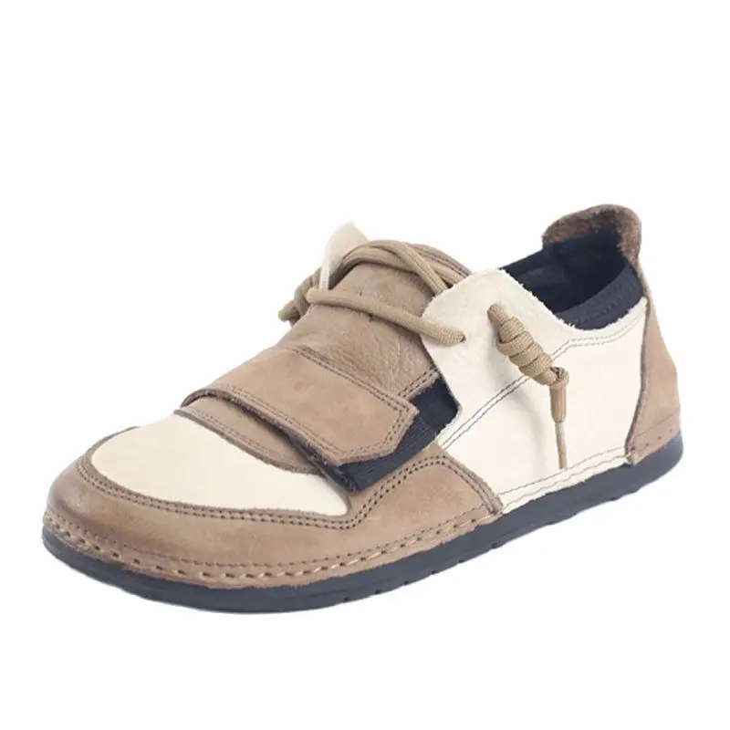 

2022 new leather casual women's shoes Velcro flat shoes low top board shoes first layer cowhide flat bottom casual women's shoes
