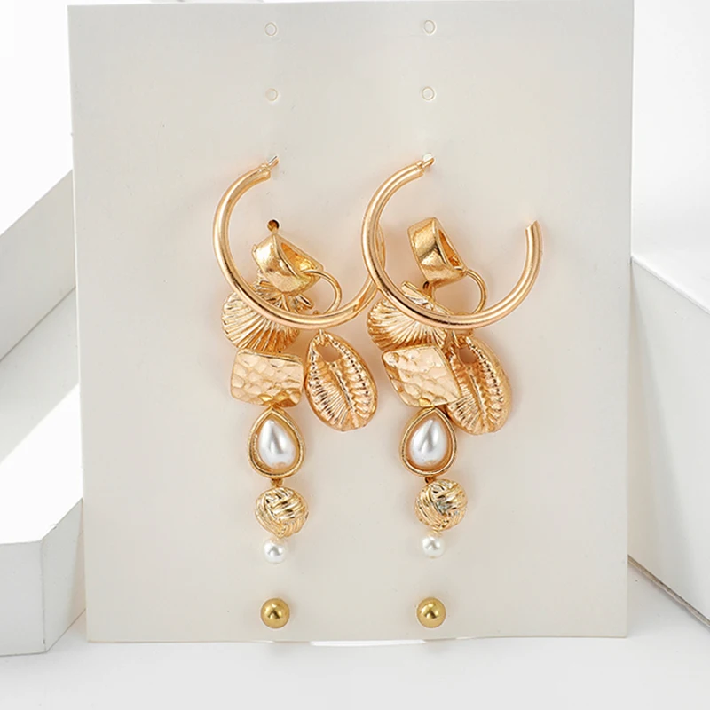 Женские серьги гвоздики Tocona корейские геометрические цвета розового золота с