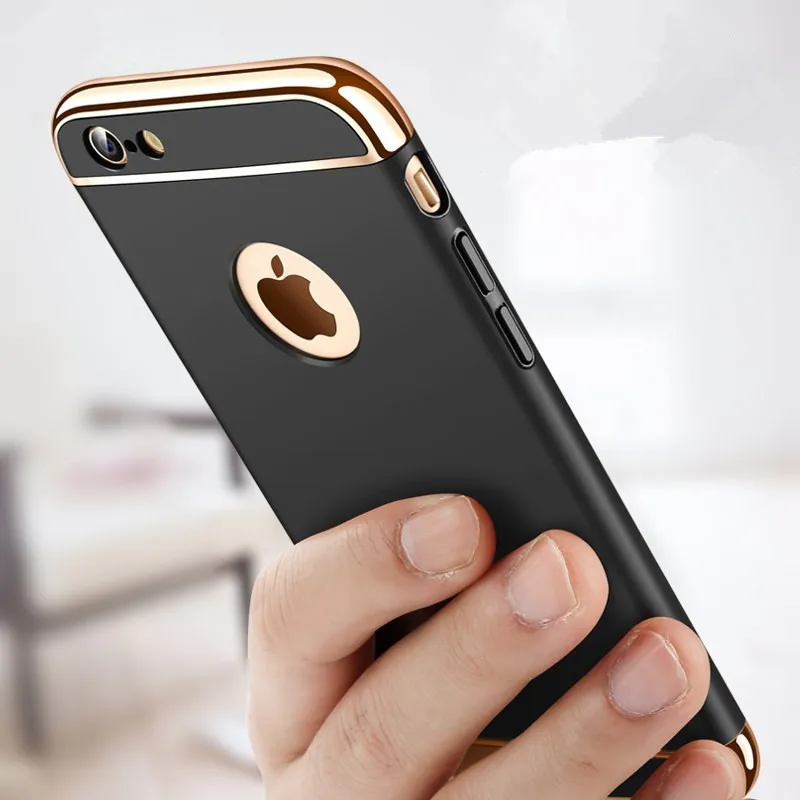 Luxury Black Matte Hard 360 full Protection Case For iphone 6 6S 7 8 Plus X S XS 5 5S SE Removable 3 in 1 Back Cover For iPhone7