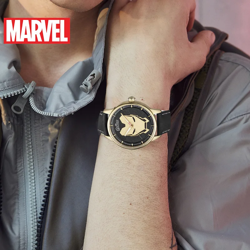 Часы MARVEL для мужчин Роскошные Диснея бренд кварц кожа Железный человек мужские s часы сапфир кристалл повседневные спортивные мужские часы