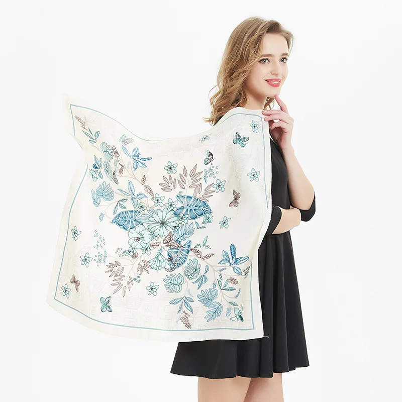 

New Design High Quality 65 Colour 70 CM100% Silk Women Scarf Small Square Scarves Butterfly Flower A Variety of Decorative Scarf