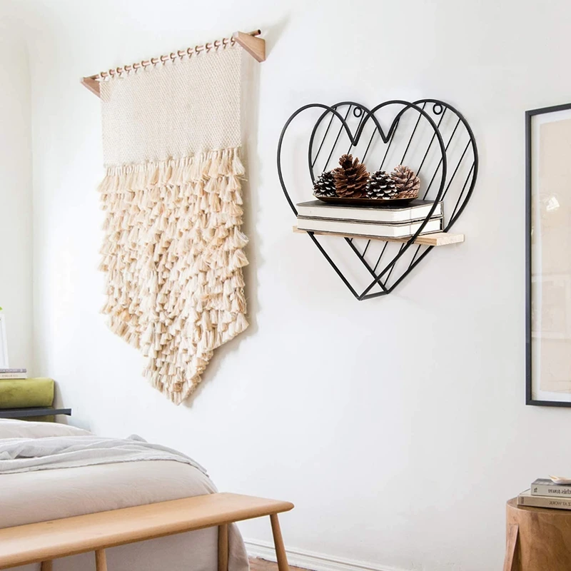 Плавающая полка настенная в форме сердца стеллаж для хранения украшения стен
