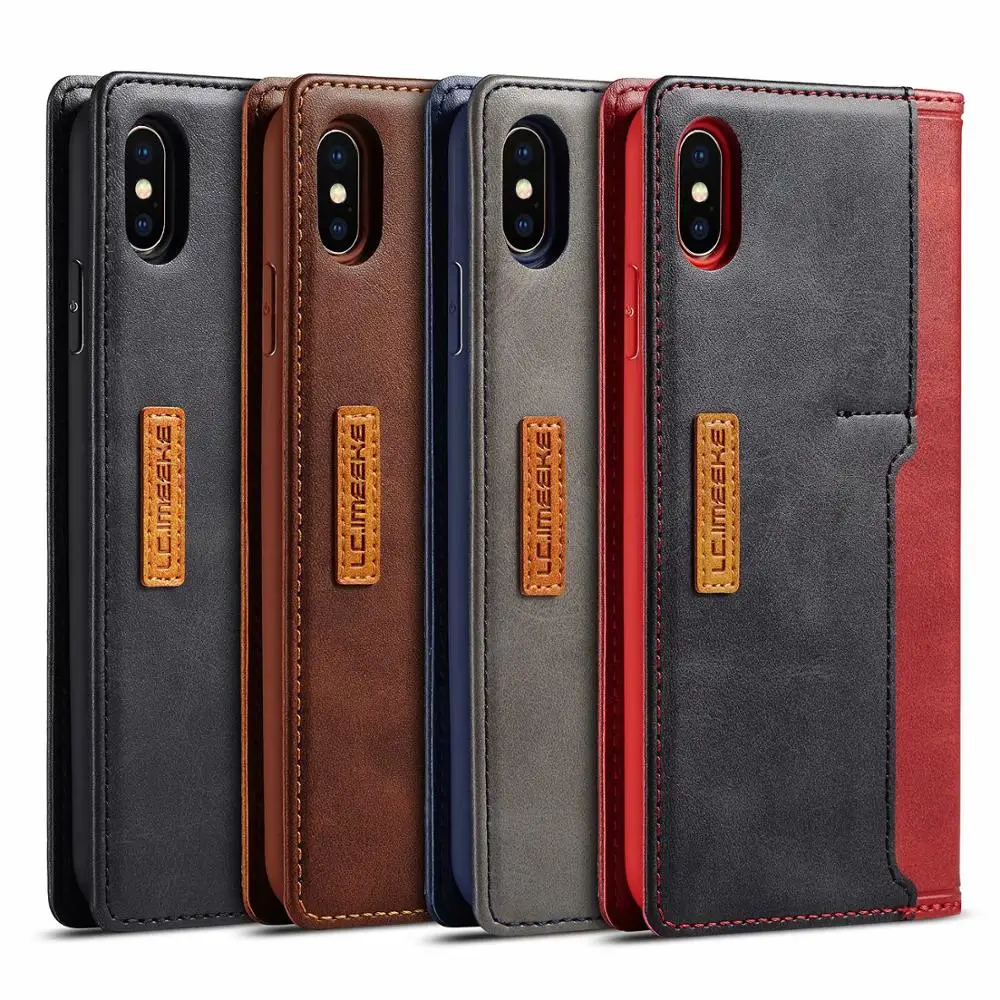 Магнитный чехол книжка с бумажником для iphone 6 6s 7 8 plus X Xs MAX XR кожаный подставкой