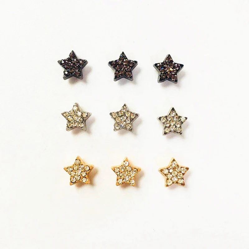 Маленькая пятиконечная звезда Пентаграмма риветсов со стразами Панк кепка с шипами для кожаного ремесла, кошелька, поясной сумки, шляпы, обуви, одежды и аксессуаров.