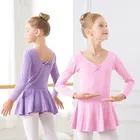 Балетное платье для девочек, детское платье из двух частей и шорты, танцевальная одежда с длинным рукавом, платье, балетные танцевальные костюмы