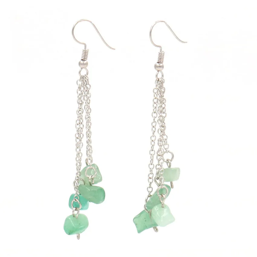 Неправильной формы Радужный камень посеребренные звенья цепи Висячие серьги