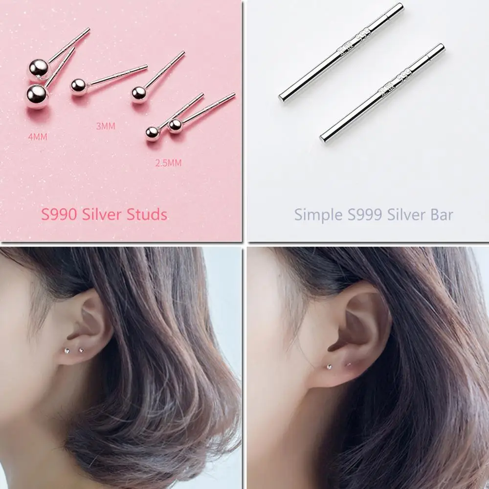 Женские круглые золотые серьги-гвоздики LicLiz из стерлингового серебра 925 пробы с