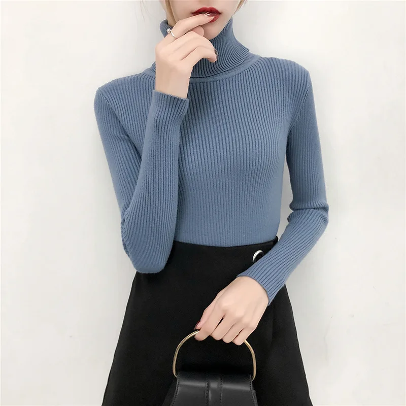 Свитер с высоким воротом зимняя одежда Женский вязаный свитер женские вязаные
