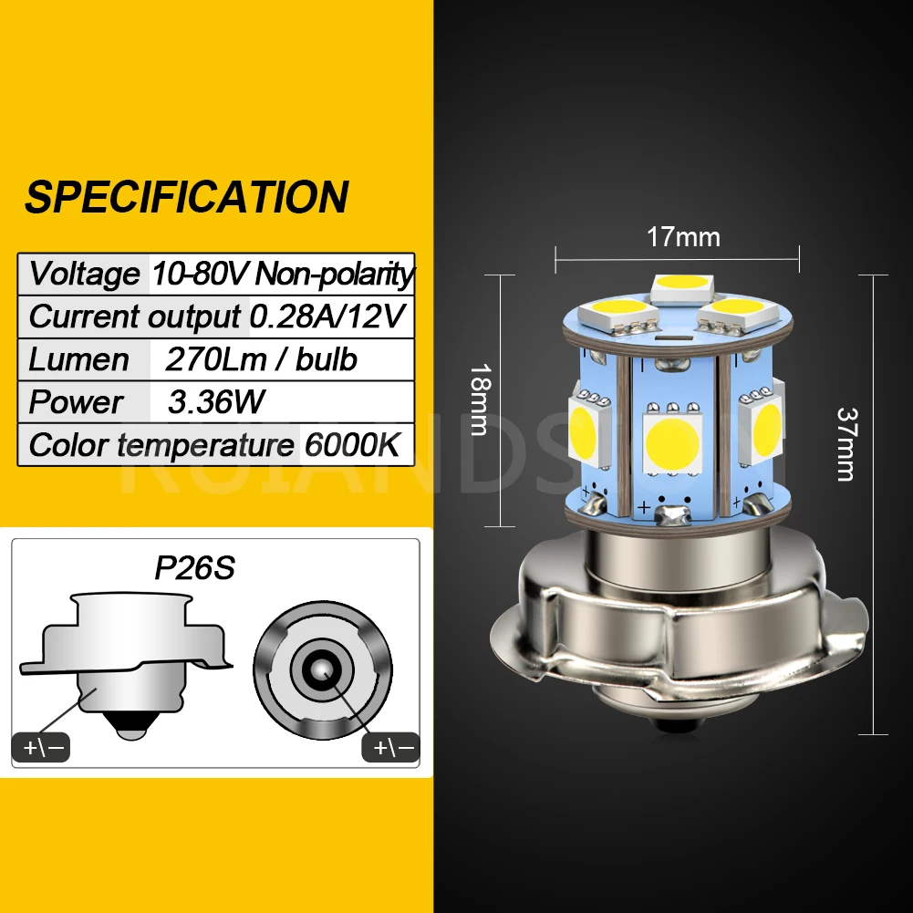2pcs P26S Led COB Motorcycle Headlight Car 10-80V 9smd 5050 DRL Daytime Light Motorbike 3W Fog Head Lamp 12V 24V |