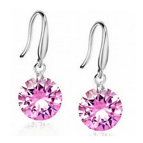 Pink 0.8CM Новые Серьги Корейская версия моды милые блестящие белые хрустальные многоцветные висячие серьги ювелирные изделия Висячие Серьги - Окраска металла: Pink 0.8CM