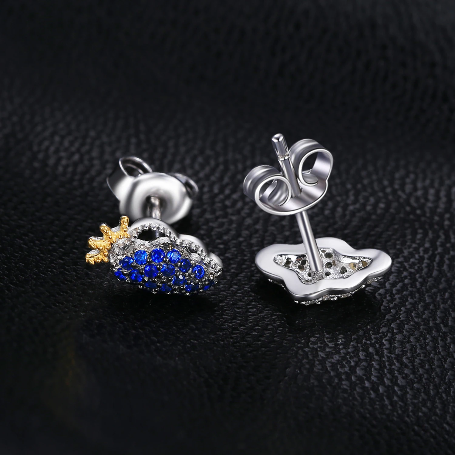 Ювелирные серьги-гвоздики из синей шпинели с облаками 925 пробы серебряные серьги