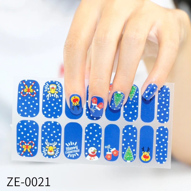 16 наклеек/Лист Рождественские наклейка с цветком для ногтей Советы Стикеры