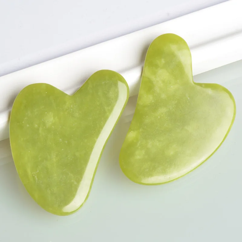 Натуральный зеленый нефритовый камень Gua Sha массажный инструмент для лица SPA-терапии Массажер Гуаш Антистресс скребок для тела.