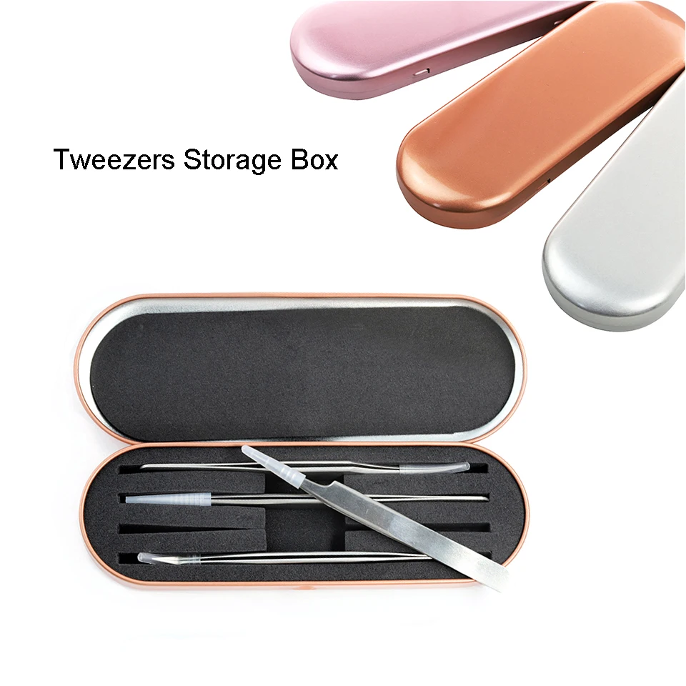 

Aguud Portable Eyelash Tweezer Storage Box Tinplate Lash Tweezers Case Protection Makeup Tool Bag Eyeliner Pencil Case Organizer