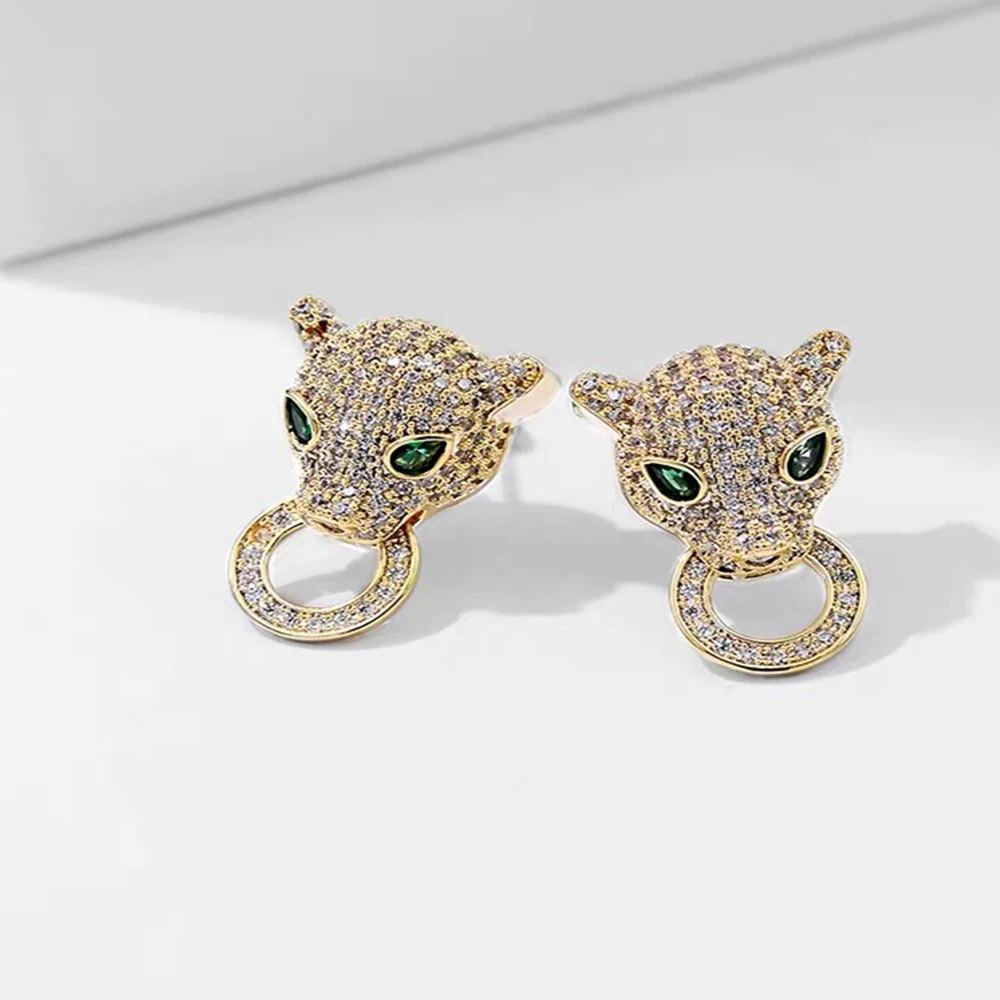 

KSUP Leopard Head Stud Earrings For Women, Exquisite, Compact, Simple and Cool, French Style 3A Zircon 2021 Fashion Earrings