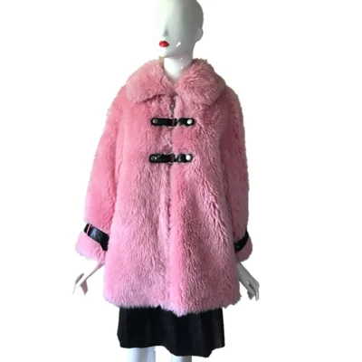 pink Новинка, меховое пальто Barsa из полной шерсти, Женская куртка из натурального овечьего меха, куртка из овечьей кожи для очень холодной зимы, большой размер F1104 - Цвет: pink