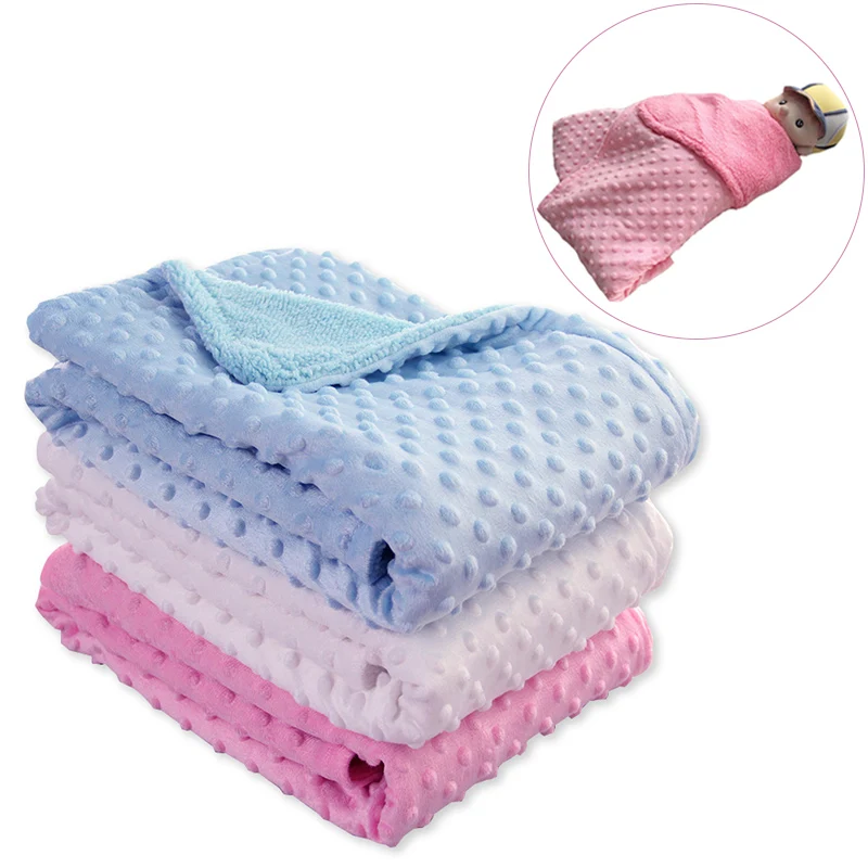 TR Baby Blanket & Swaddling Newborn Thermal Soft Fleece Blanket Winter Solid Bedding Set Cotton Quilt Infant Bedding Swaddle