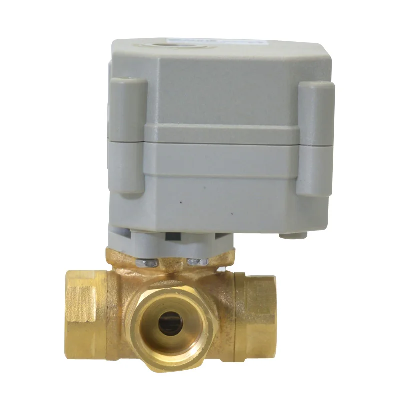 

DN10 3/8" 3-Way Horizontal T/L Bore 9-24VAC/DC Motorized Brass Ball Valve Capacitor Auto Return