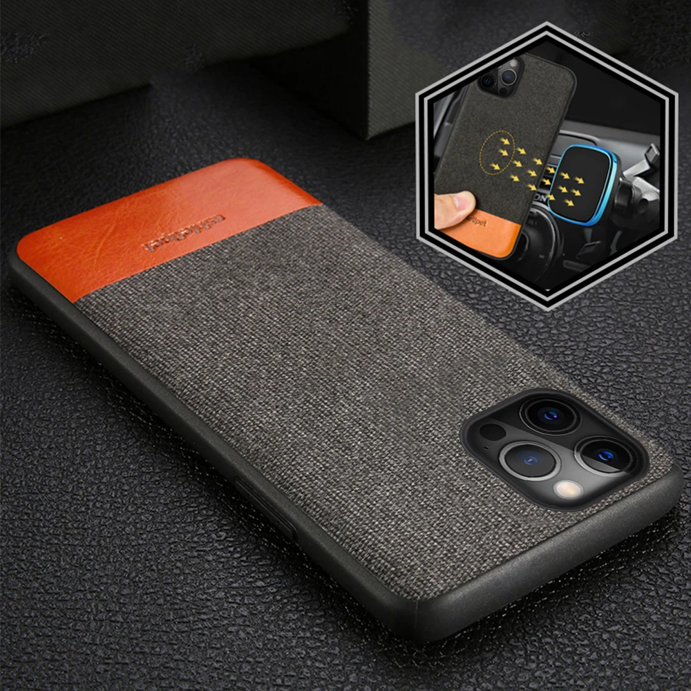 

Men Business Magnetic Case for Iphone 13 Pro Max 12 13 Mini 11 Pro Max X XR XSMAX 8plus Fabric Shockproof Car Holder Phone Cover