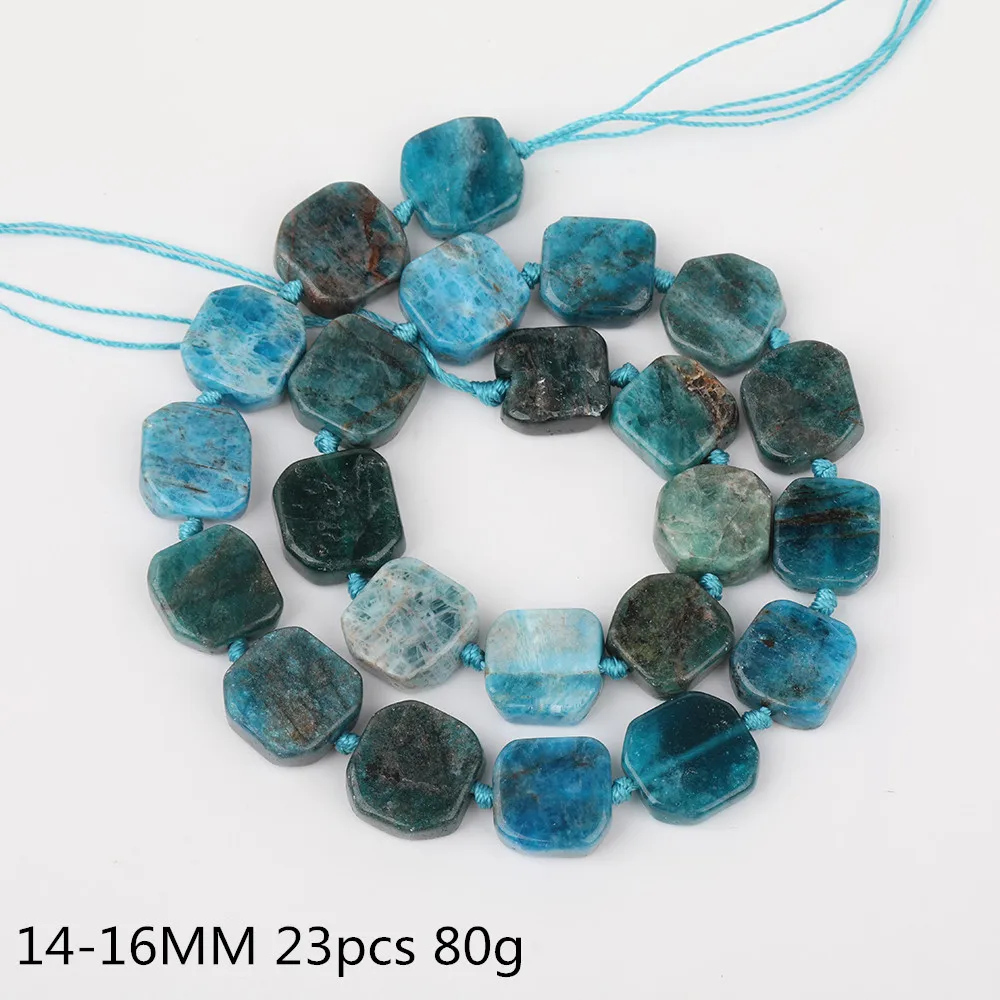 Blue Apatite Полный пряди натуральный черный турмалин Octangle свободные бусины ювелирные изделия, плиты розовый опал просверленные посередине талисманы бусины кулон XT-12AMDE - Цвет: Blue Apatite