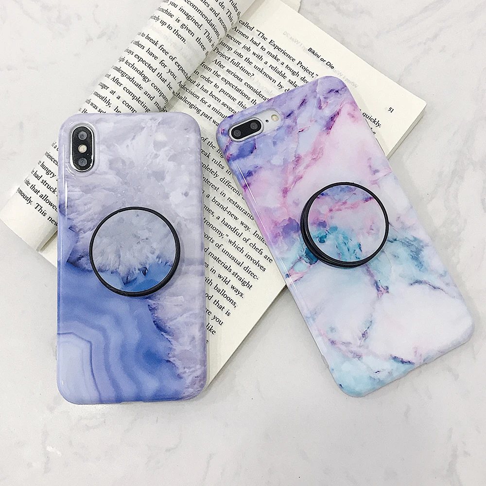 Классический Мрамор Стенд кожаный чехол для телефона с держателем для iPhone 11 Pro Max XR X XS макс 7 8 6S плюс Чехол Мягкий IMD для задней панели телефона с откидной крышкой
