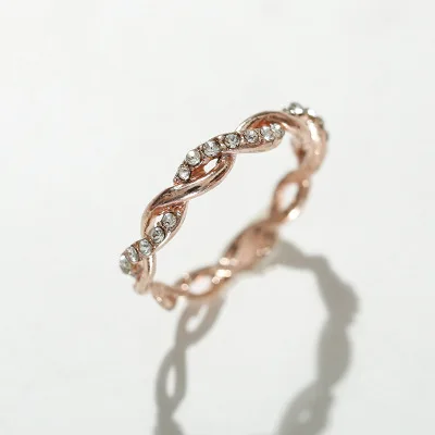 Распродажа розовое Золотое кольцо классическое обручальное с кубическим