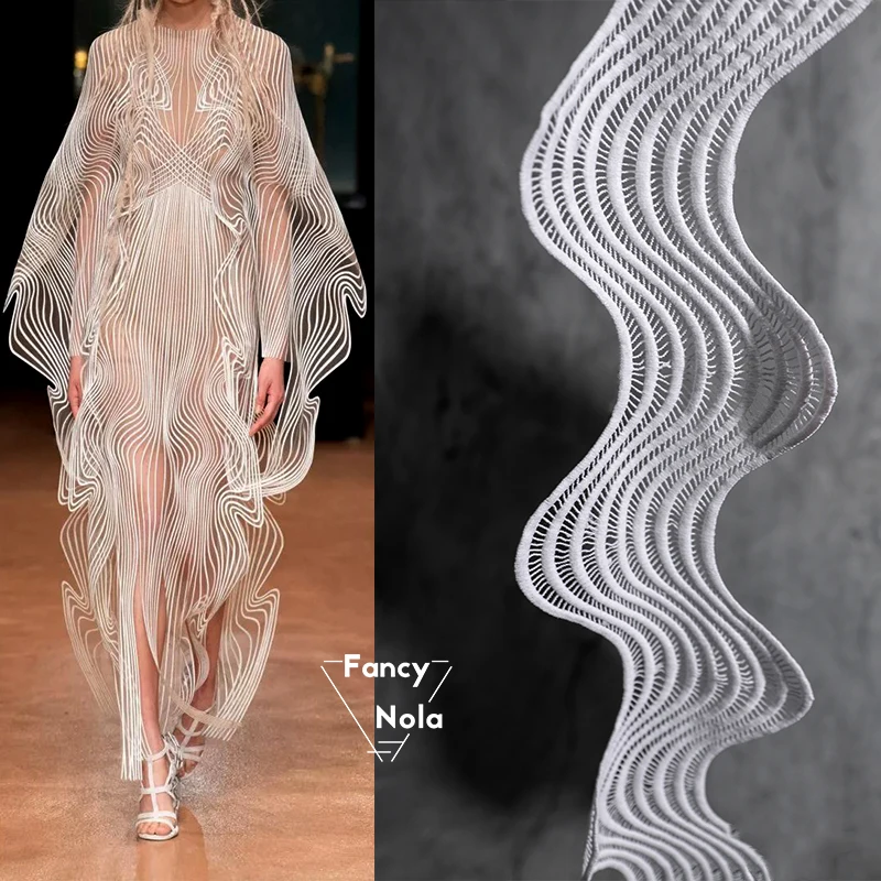 Творческий большая волна выдолбленные текстура обрезки дизайнер одежды кружева