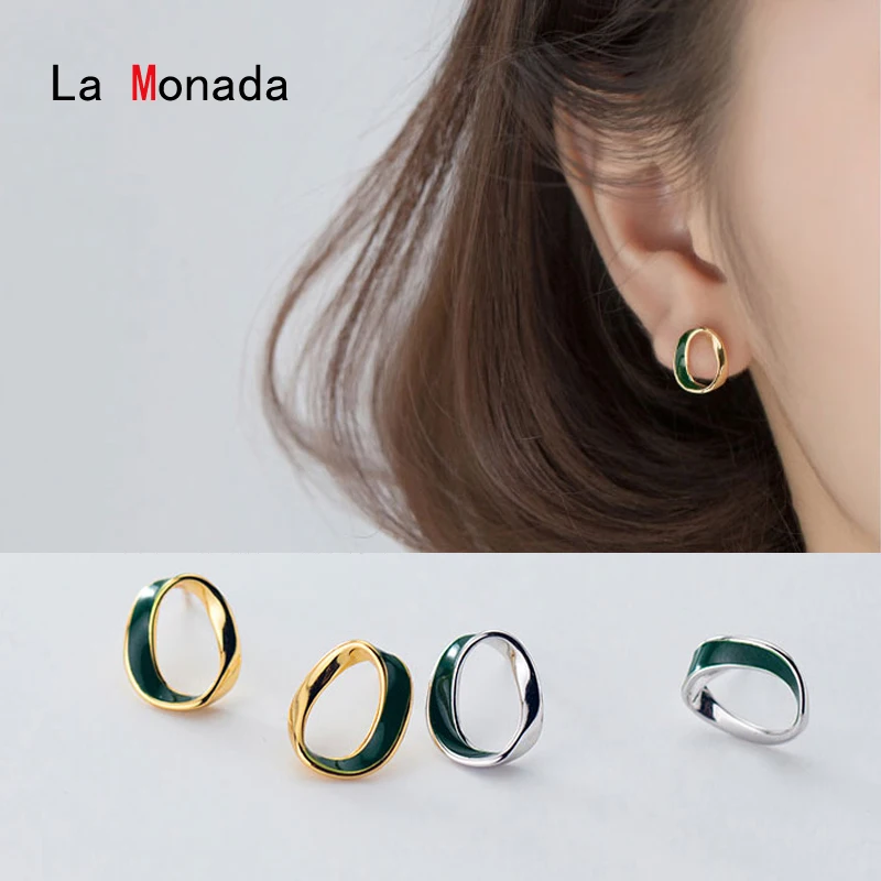 

La Monada Trendy Stud Earrings Real 925 Sterling Silver Trendy Oval Fine Earrings For Women Minimalist Party Accessories Mujer
