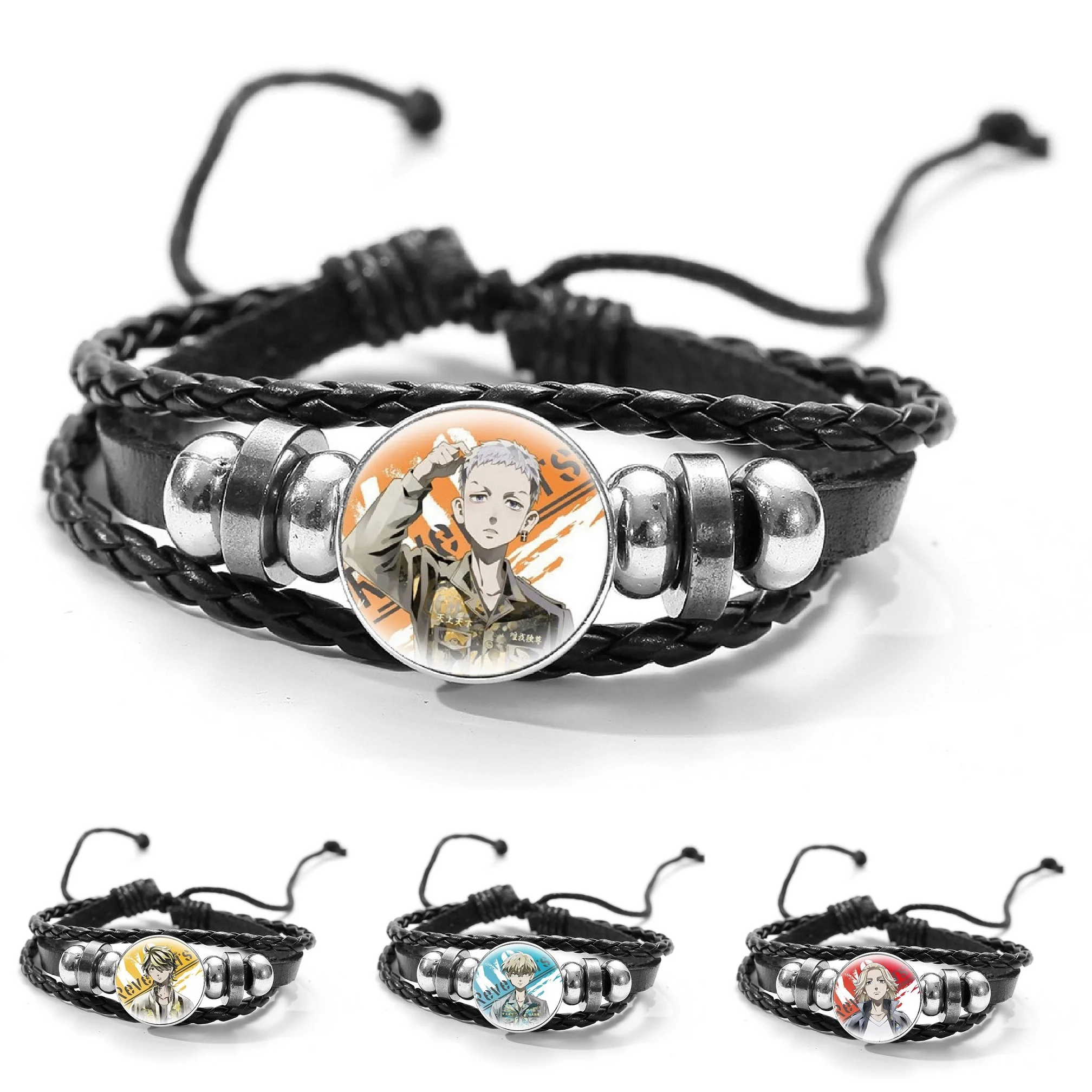 

Anime Tokyo Revengers Bracelets Leather Multi-Layer Woven Hand Band Adjustable Braided Beaded Wristbands Fashion Jewelry Gifts