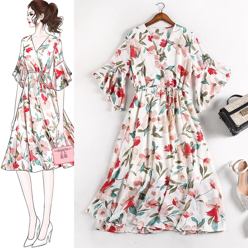 2019 Новое поступление платье Плюс Размер летнее милое Повседневное легкий