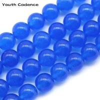 natural stone light blue chalcedony round loose spacer beads for jewelry making diy necklace bracelet 4 6 8 10 12 mm 15