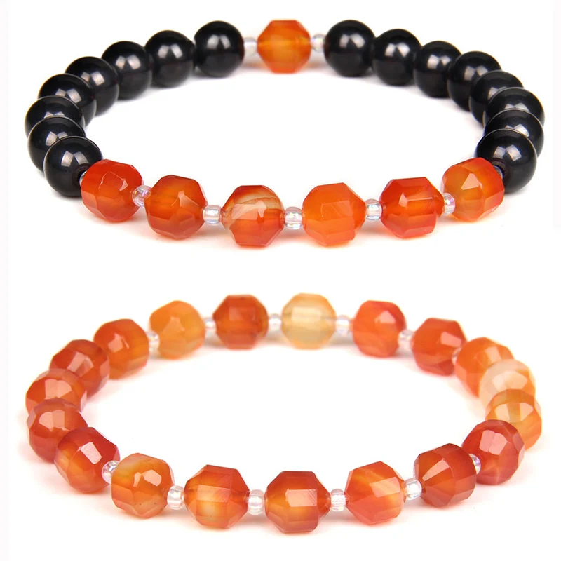 

Geometric Red Agates Beads Bracelets For Women Men Faceted Natural Stone Bangle Turquoises Opal Jades Unique Fashion Jewelry
