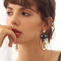 new creative gold color full rhinestone pearl eye drop earrings for women bohemian pendientes jewelry statement earrings gift