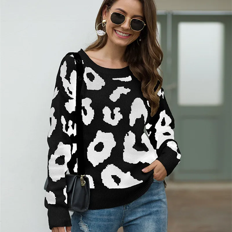 Plus Size Womens Sweaters Fashion 2020 Winter Casual Korean Style Leopard Clothes Women | Женская одежда