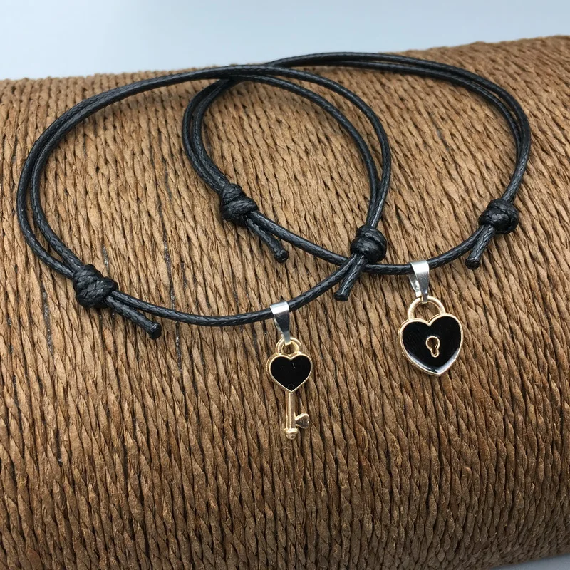 2 шт./лот Новое поступление браслет для пар Шарм из сплава в виде ключа и сердца с