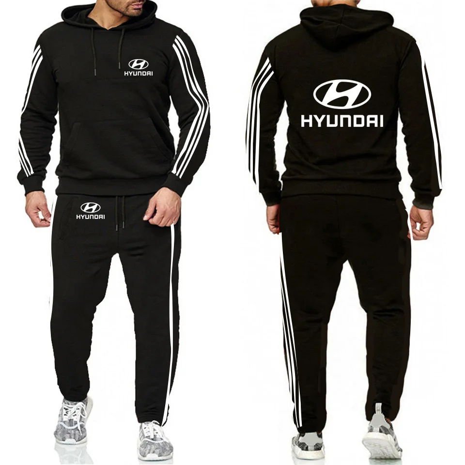 

Hoodies Men HYUNDAI Car Logo Printed unisex pullover Fashion Men Hoodie hip hop harajuku Casual men's Hoodies+Pants Suit 2Pcs