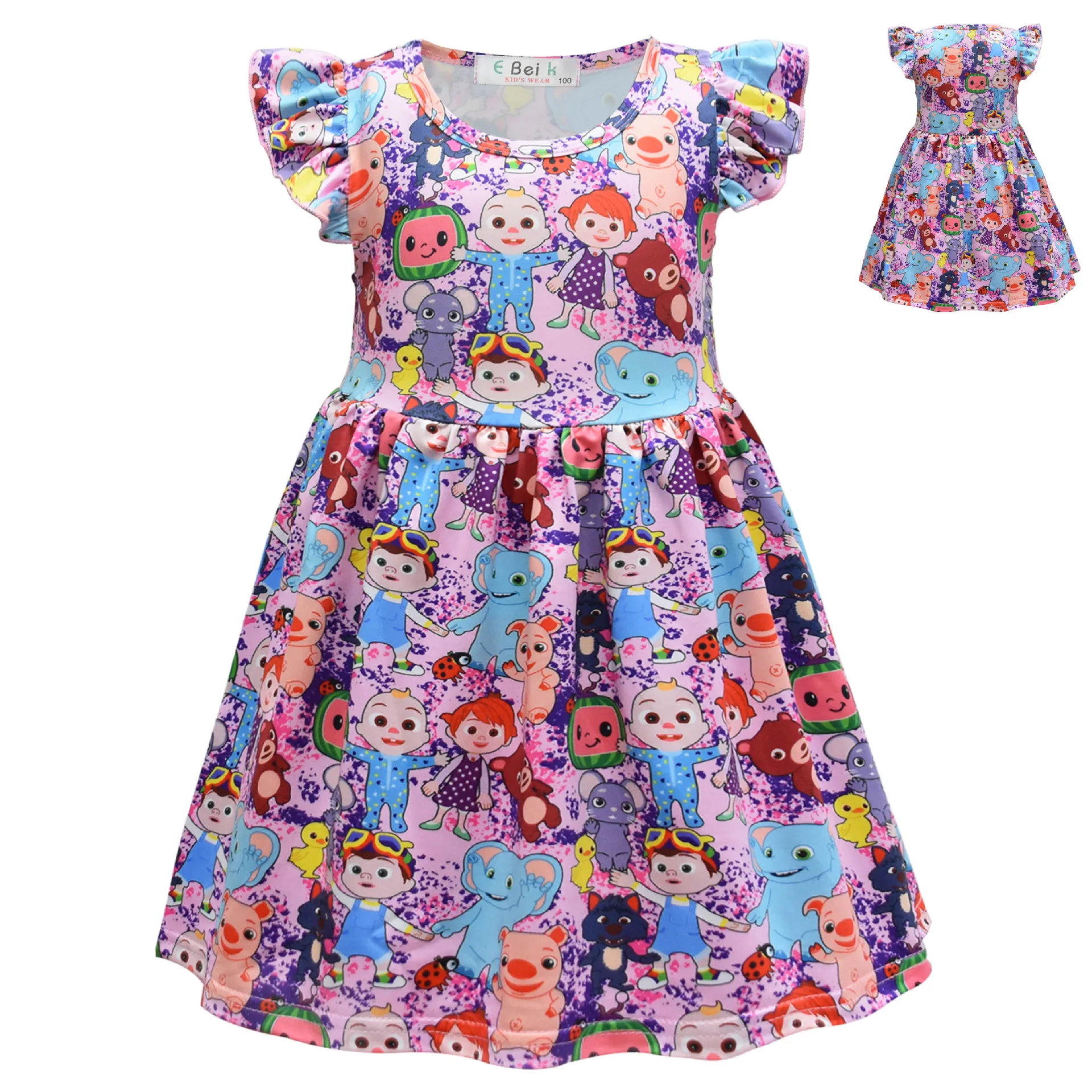 

2-9Y Kids Sweet Watermelon Dresses Cute Cocomelon JJ Clothes Baby Girls Summer Sleeveless Princess Dress for Children Clothing