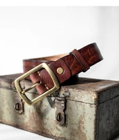 mens handmade full grain leather belt men luxury brass buckle retro style casual jeans belt 38mm wide cintura