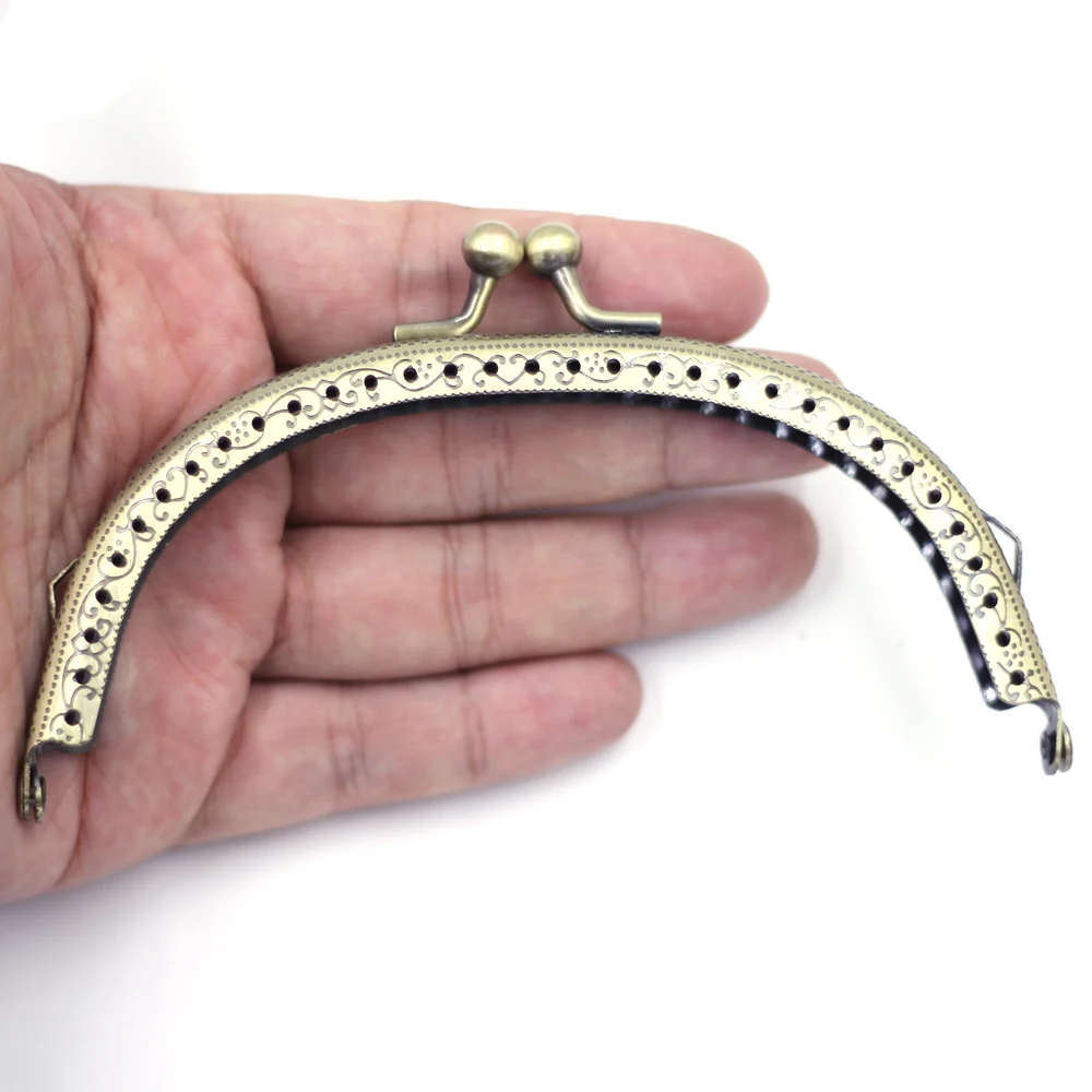 

30PCS 12.5cm Semicircle Metal Purse Frames Kiss Clasps Clips Handbag Handles Sewing Holes DIY Luggage Accessories Bronze Tone