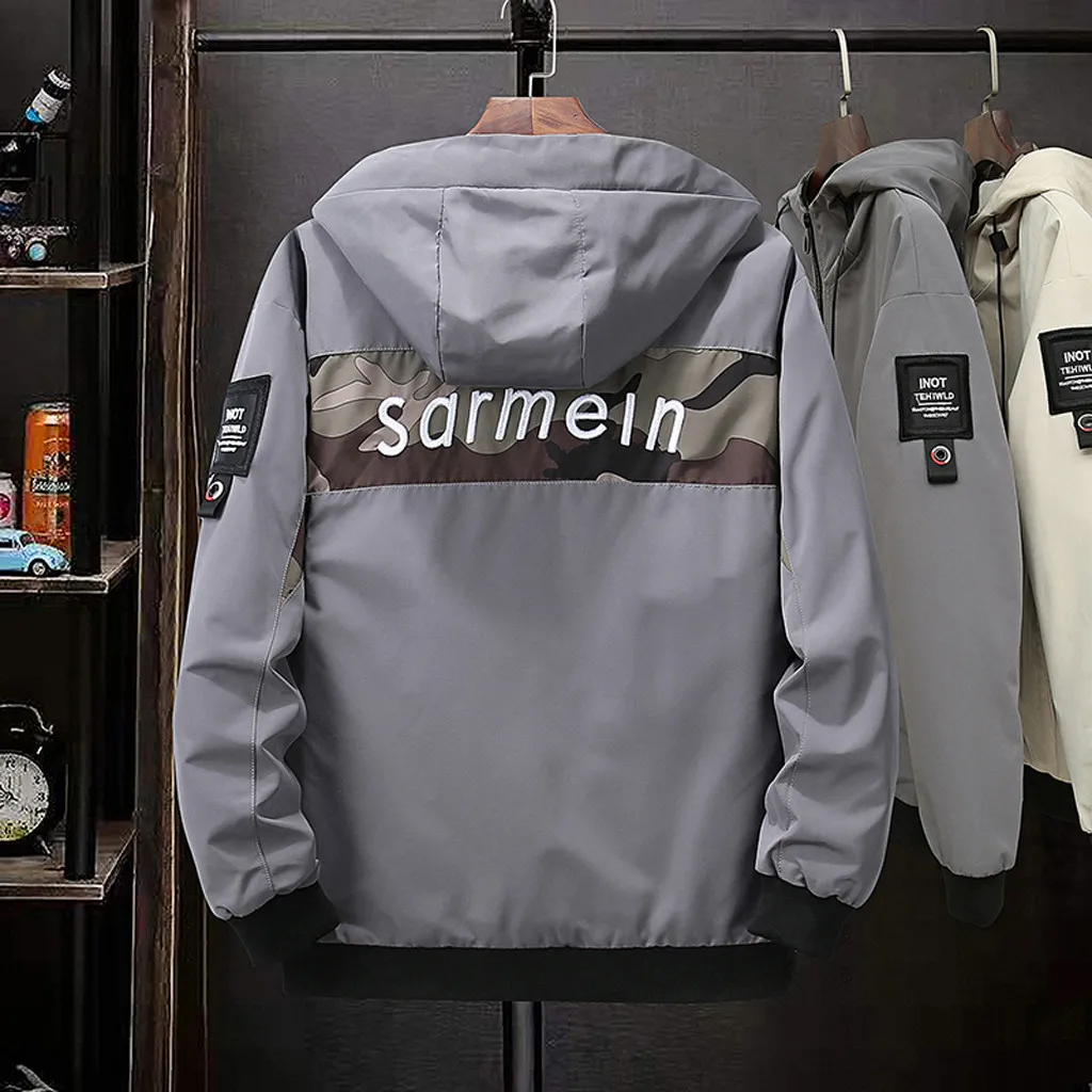 

JAYCOSIN Men Jacket Casual Autumn Winter New Fashion Trend Tooling Multi-Bag Zipper Hooded Casual Coats Jacket Streetwear #45