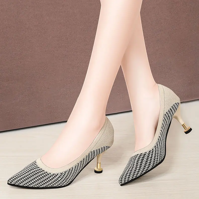 Rimocy/Модные женские разноцветные вязаные туфли-лодочки Весна-лето 2020 Острый носок