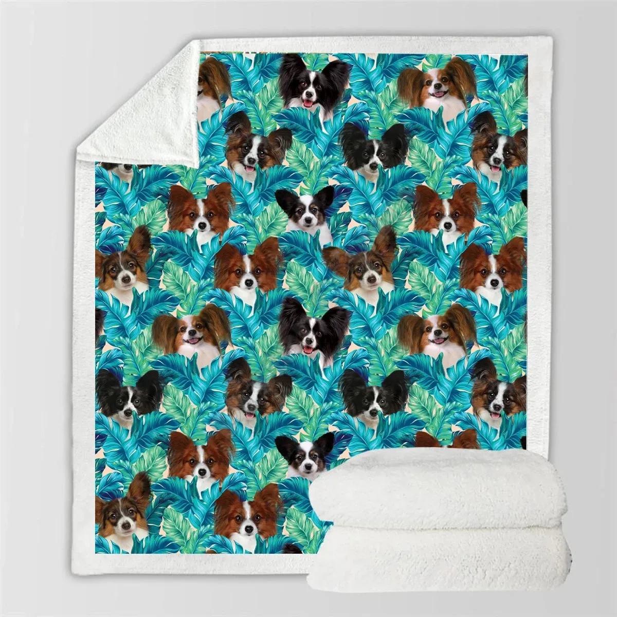 

Papillon Colorful Fleece Blanket 3D printed Wearable Blanket Adults/kids Fleece Blanket