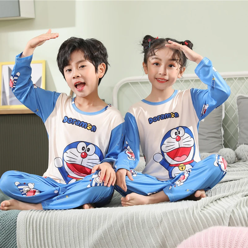 

2022 Children's Clothing Sets Boys Pajamas Long Sleeved Sleepwear For Girls Cartoon Cotton Pyjamas Spring Autumn Pyjamas Doraemo