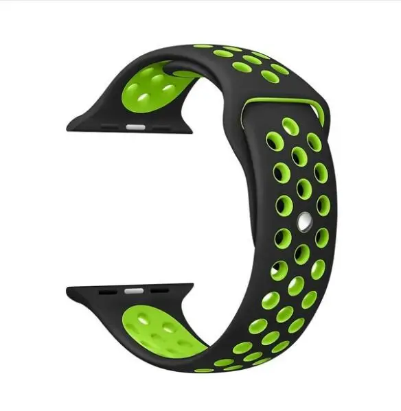 Силиконовый ремешок для Apple Watch спортивный ремешок 42 мм 38 мм 40 мм 44 мм для iwatch серии 1/2/3/4/5 - Цвет ремешка: blackgreen