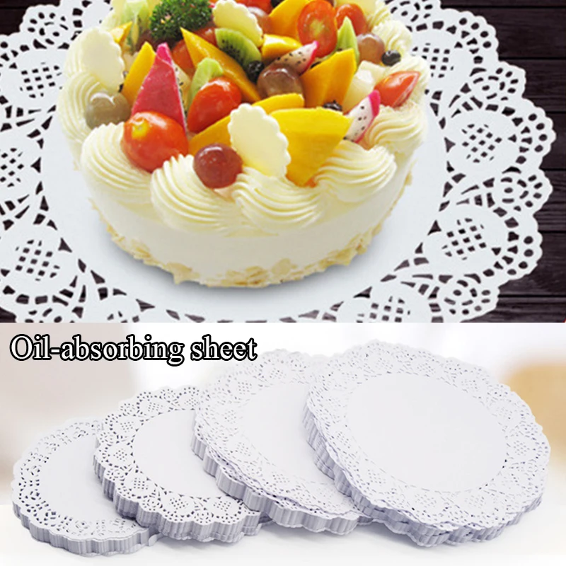 

100pcs/lot Round Lace Paper Oil Absorbing Paper Cake Biscuit Decoration Bottom Paper Wedding Christmas Supplies Wholesale