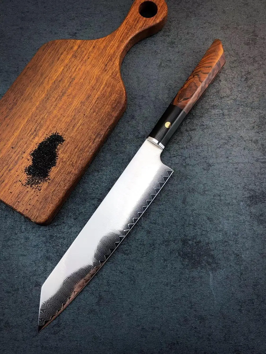 Нож шеф-повара ручной работы из японской дамасской стали Kiritsuke 65 слоев VG10