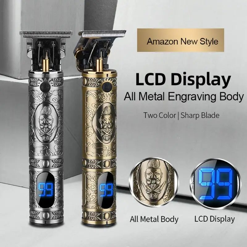 

Professional Hair Clippers Men T-Blade Beard Trimmer Cordless Barber Grooming