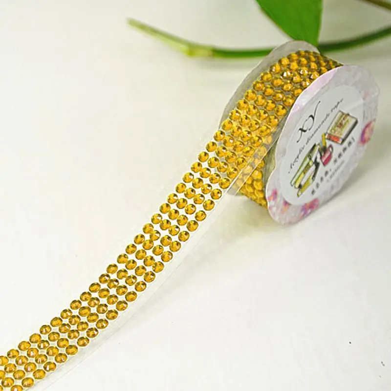 Цвет: желтый Fashion Lovely High Quality Self-Adhesive Acrylic Rhinestones Stick On Scrap Booking Craft Sticker Tape P7Ding - Цвет: Цвет: желтый