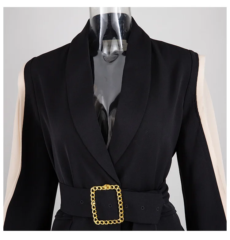 Женский приталенный Блейзер GetSpring черный блейзер в стиле ретро с длинным рукавом