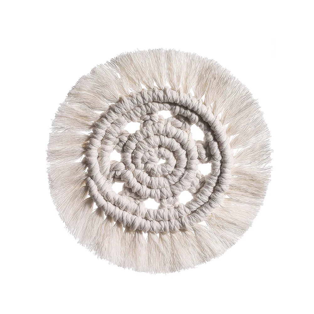 

Cotton rope insulation tassel hand-woven tea coaster home decoration bar mat